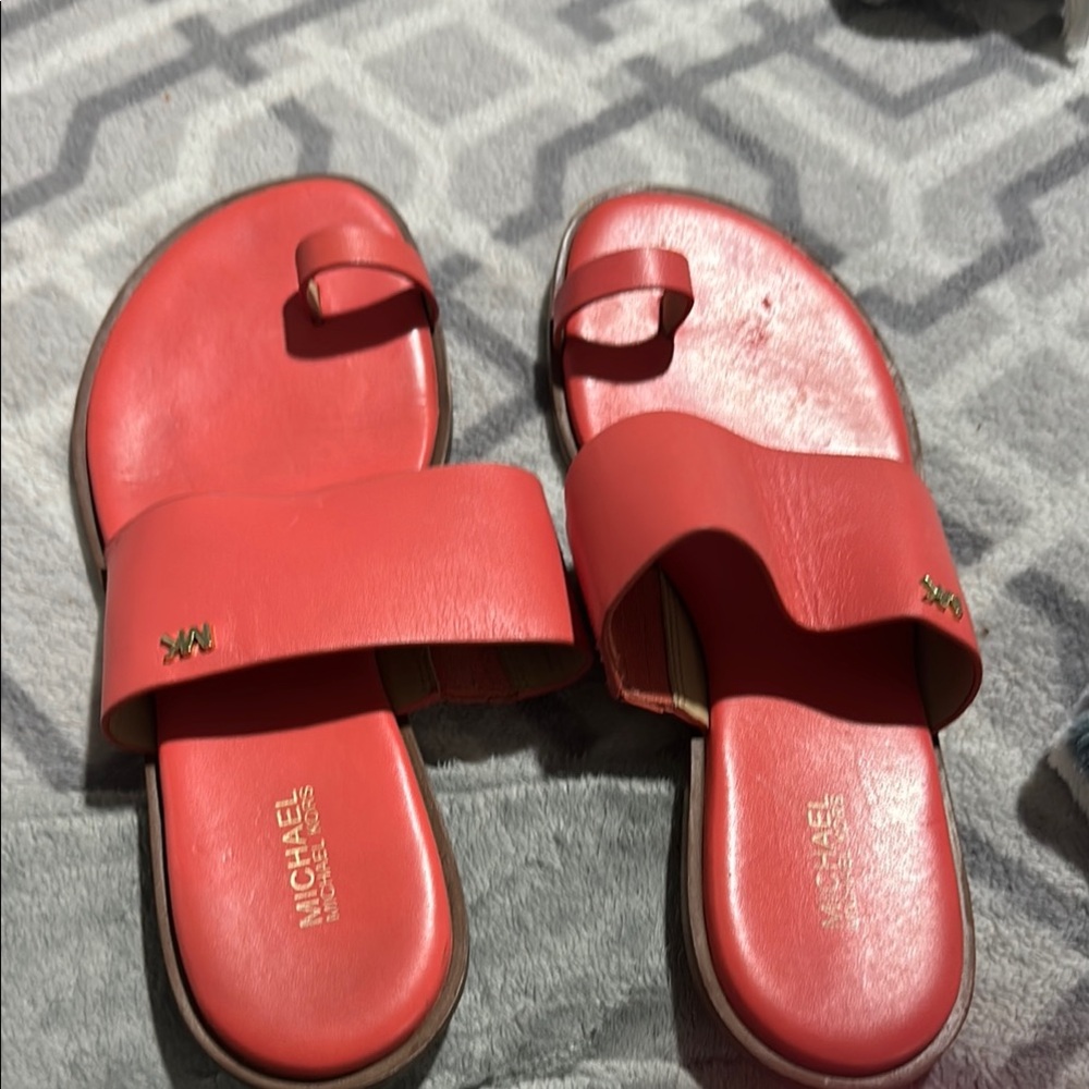 Michael Kors Vibrant Coral Slides